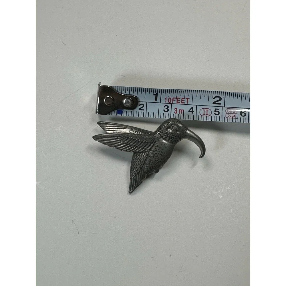 1996 Vintage Pewter Hummingbird Brooch Lapel Pin Danforth Signed Handmade Birds